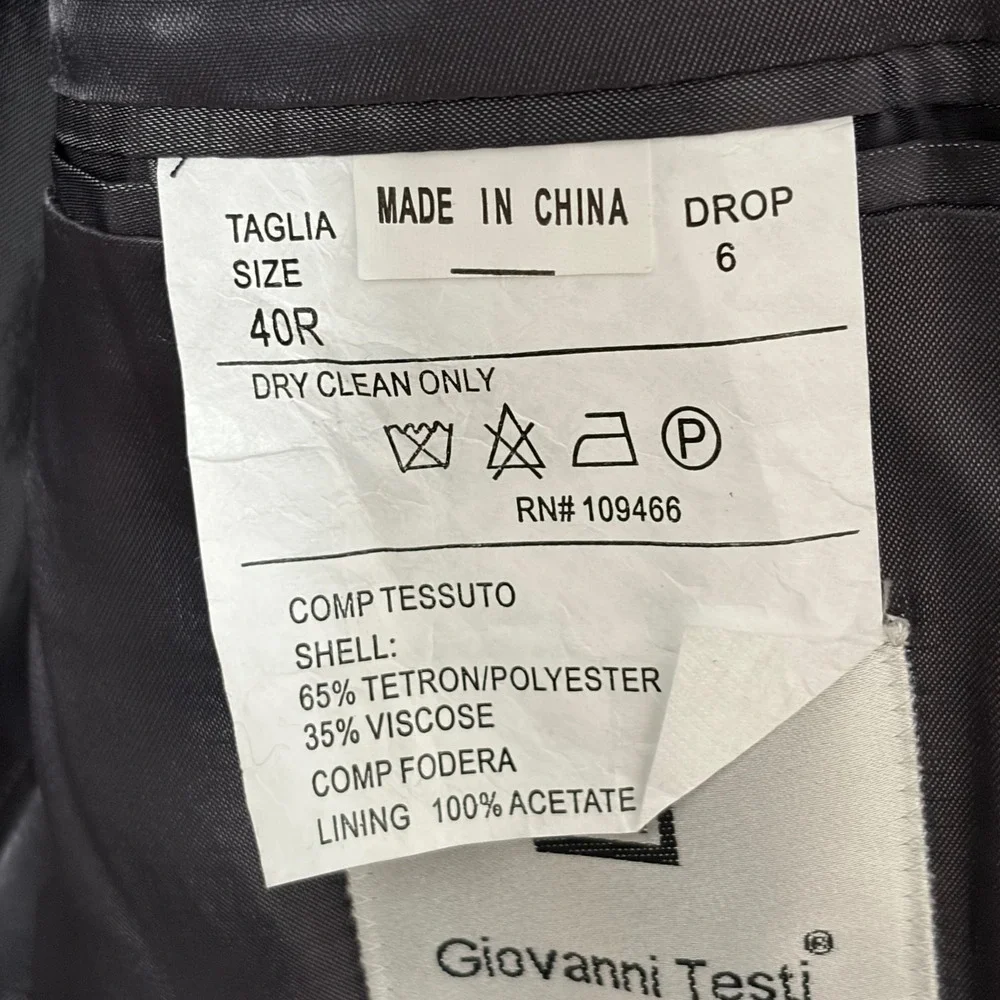Giovanni Testi Mens Tuxedo Blazer Grey Black Velvet Shawl Lapel 40R Slim Fit
